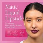 Aromi Maroon Burgundy Liquid Lipstick | Long-Lasting, Dark Red Lip Color for Women, Vegan, Bordeaux Wine Shade, Waterproof (Red Dahlia)