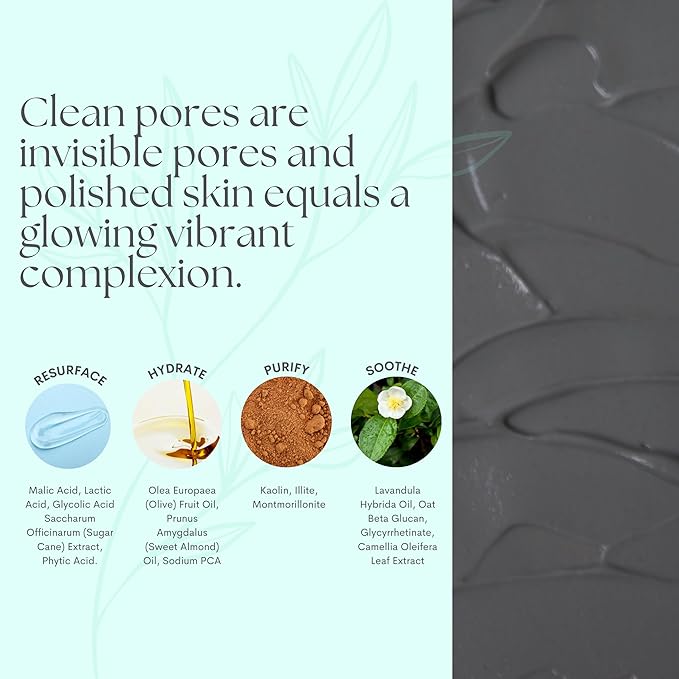 Serious Skincare - Glycolic Radiant Skin Set - Improve Appearance of Lines, Wrinkles and Enlarged Pores - Face Wash Cleanser, Gommage Exfoliating Clay Mask & Retexturizing Treatment Pads (3piece)