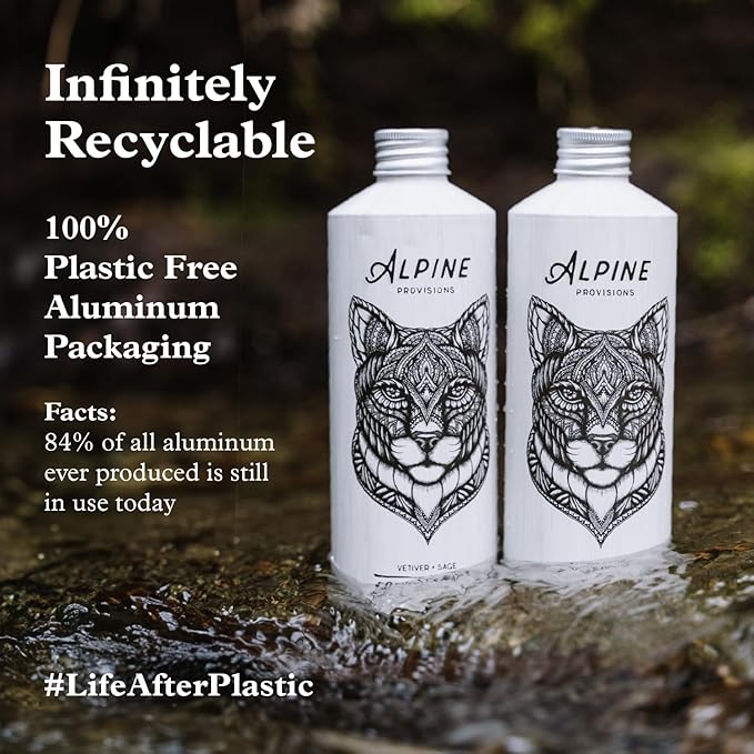 Alpine Provisions Natural & Organic Shampoo with Fir & Sage – Plant-Based Shampoo for Men & Women with Aloe Vera, Jojoba & Essential Oils – Sulfate-Free, Vegan, Hydrating Hair Repair – 16.9 fl oz