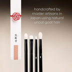 rephr The Core Eye Set – 4 Natural Goat Hair Makeup Brushes for Blending, Shading, Detail & Crease, Handmade in Kumano, Japan