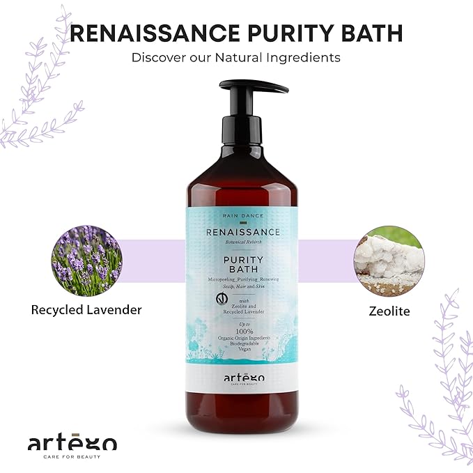 Artègo Rain Dance Renaissance Purity Bath – Scalp & Hair Shampoo (33.8 fl oz)
