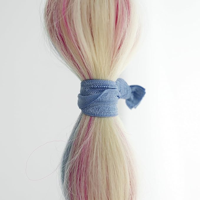 MEEDEE 100 Pack Dusty Blue Shades Hair Ties For Women No Crease Soft Elastic Ribbon No Damage Blue Color Palettes Hair Ties Knotted Ouchless Hair Ribbon Yoga Hair Ribbons Elastic Bracelets