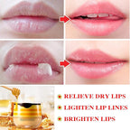 1PCS Bee Lip Balm Honey Pot,Honey Sleeping Lip Mask Bee Lip Balm with Applicator,Natural Moisturizing & Prevention Dry and Cracked Lip Scrubs Exfoliator
