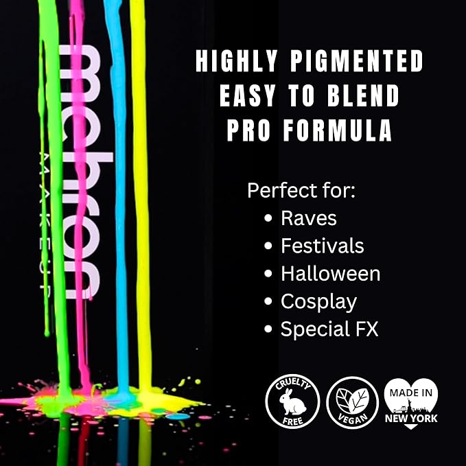 Mehron Paradise FX UV Neon Glow – Neon UV Vulcan 1.4 oz | Water Activated Black Light UV Paint for Raves, Costumes, SFX, Halloween, Stage, Theater & Cosplay