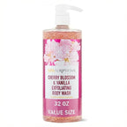 SpaScriptions Cherry Blossom & Vanilla Exfoliating Body Wash - 32 fl oz Scented, Hydrating Body Wash Scrub for Women, Natural Daily Cleanser for Smooth, Radiant, Healthy-Looking Skin, Paraben Free