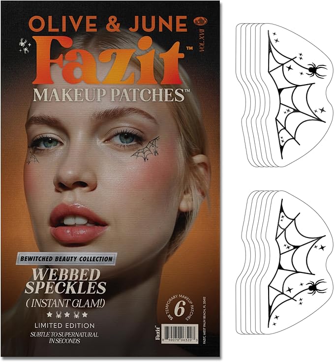 Fazit Makeup Patches - Halloween Webbed Speckles - Glow Up Make-Up Patches - Cute Glitter Makeup Accessories For Women - Cosmetic Glitter For Face