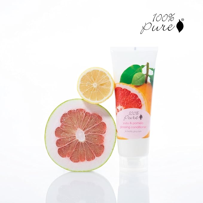 100% PURE Yuzu & Pomelo Glossing Conditioner Revitalizing & Hydrating Nutrient Boost of Kelp Flax Seed Oil & Vitamin E Helps Restore Hair Shine Body & Strength for Women & Men, Vegan - 8 Fl Oz