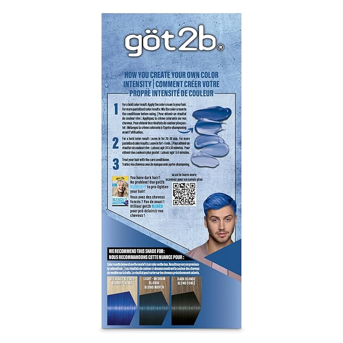 got2b Color Remix Semi-Permanent Hair Color, Blue Euphoria 095, Customizable Temporary Hair Dye to Create A Vibrant or Pastel Shade, Easy At-Home Application, Lasts Up to 15 Washes