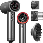 TYMO Hair Dryer with Diffuser for Women - 1500W Professional High Speed Blow Dryer with Comb, 110,000RPM Fast Dry, 200 Million Ionic Hairdryer, 4 Temps & 3 Speeds, 8 Ft Cord for Salon, Metal Gray