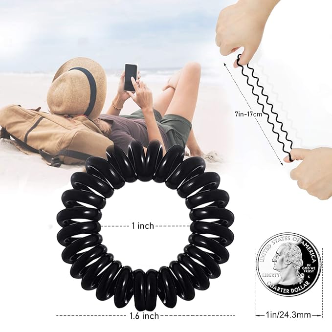 Hair Ties, 17 Pack Spiral Coils for Thick and Thin Hair - No Crease Ponytail Holders for Women and Children