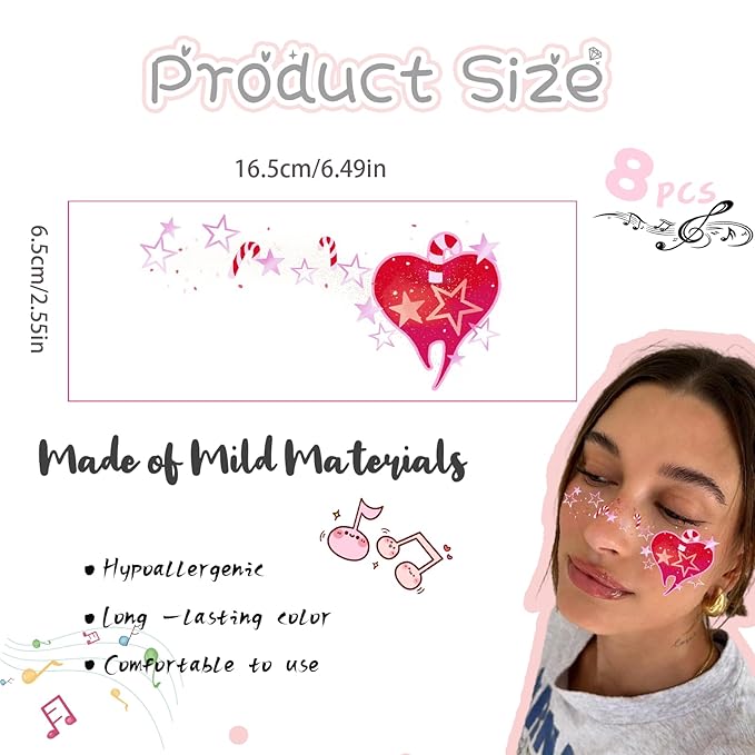 Face Glitter Freckles Tattoo, Star Apple Temporary Makeup Patches, Body Glitter Sparkle Fake Freckles Stickers Festival, Concert,Carnival Party,Cosmetic Glitter,Rave Accessories Decorations 8 PCS