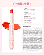 RUNBEN Kids Tinted Lip Balm, Milk Orange Lips Gloss, 24H Moisturizing, Safe & Non-toxic Lipstick for Kids & Teen, Christmas Makeup Gift for Girls, 2g