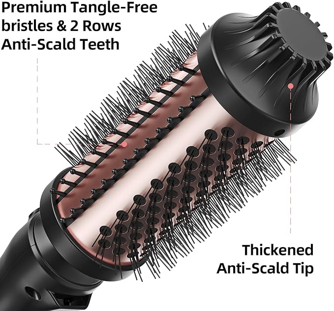 Thermal Brush, 1.7 Inch Heated Round Brush for Women, Dual Voltage Negative Ion Hot Brushes Styler for Blowout Look, Curling & Volumizing & Straightener for Dry Hair