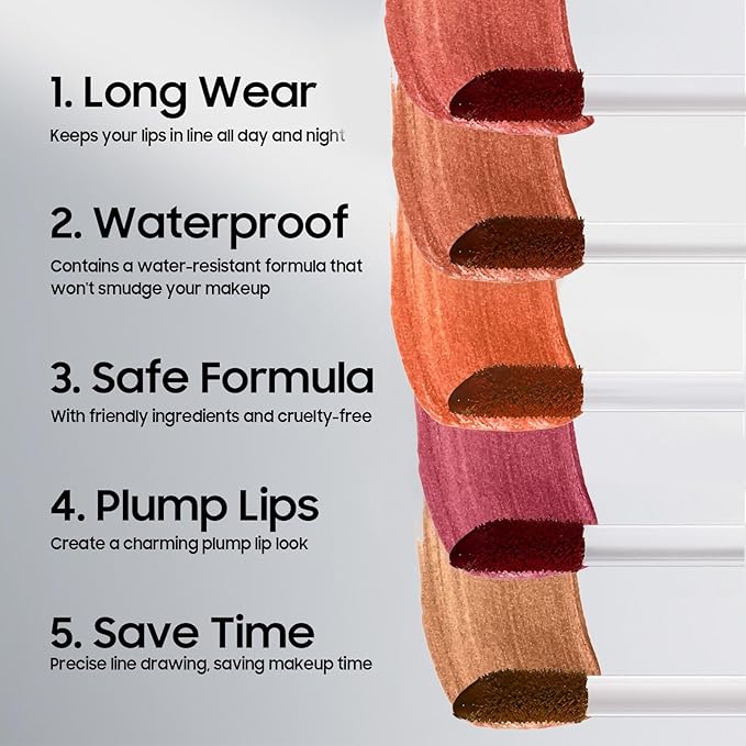 Lip Stain Peel Off - Lip Liner Long-wear & Waterproof Moisturizing Lip Stain with Matte Finish, Transfer-Proof, Non-Stick Cup Lip Tint Stay On All Day (Coral)