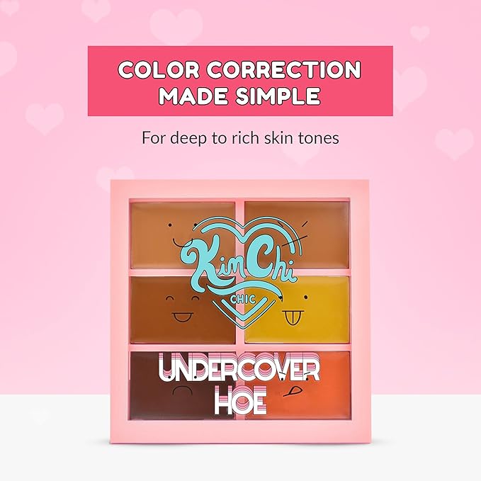 KimChi Chic Undercover Hoe Corrector Palette - Full Coverage Concealer, Creamy, Long Wearing, Hides Dark Circles & Blemishes Cruelty Free, Deep 0.25oz