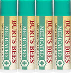 Burt's Bees Lip Balm Stocking Stuffers, Moisturizing Lip Care Christmas Gifts, for Dry Chapped Lips, Medicated with Menthol & Eucalyptus, Natural Origin Lip Care (4-Pack)