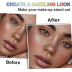 10Pcs Face Makeup Patches, Glitter Freckles Face Tattoo for Teenagers & Young Women, Sparkle Freckles Makeup Patches, Waterproof Face Glitter Freckles for Christmas (10PcsA Holographic Multicolor)