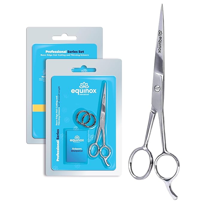 Equinox 6.5" Professional Hair Cutting Scissors for Men & Women - Ice Tempered, Silver - Hair Cutting Shear Professional - Barber Scissor Professional - Shears for Hair Cutting - Haircut Scissors