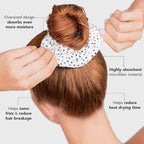 Kitsch Microfiber Hair Towel Scrunchies - Soft and Highly Absorbent Microfiber Scrunchie for Women | Reduces Heat Drying Time | Ideal Gifts for Women - 2pcs (Micro Dot Design)