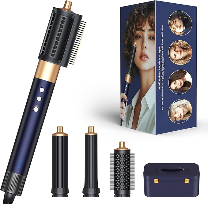 & HR-01 Multifunctional Hair Styler (3+2+2+1) 8-in-1 Integrated Functions: Negative Ion Hair Dryer, Hot Air Styler - No Heat Damage, Quick Drying, Straightening, Curling & Volumizing