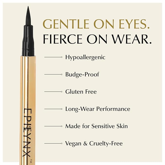 Liquid Eyeliner - Hypoallergenic Eyeliner with Fine Brush Tip, Long-Lasting Waterproof Eye Liner - Cruelty-Free, Vegan, Hypoallergenic, Gluten-Free, Smooth Liquid Eye Liner, Shimmer Gold Brown 2mL