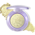 Holographic Champagne Gold Glitter Eyeshadow, Multichrome Shimmer Color Shifting Single Eyeshadow, Chameleon Metallic Iridescent Eye Shadow Palette Bouncy Texture Fairy Highlighter Makeup #4