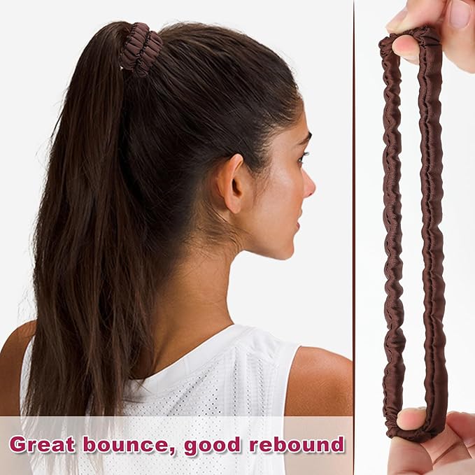 8Pcs Mulberry Silk Scrunchies & Hair Ties - No Crease Skinny Scrunchies Elastic Set for Women All Hair Types, Reduces Breakage