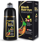 IIIMEIDU Black Hair Dye Shampoo 3 in 1 for Gray Hair, Herbal Ingredients Shampoo Black Hair Dye for Women Men, Grey Coverage Shampoo 500ml