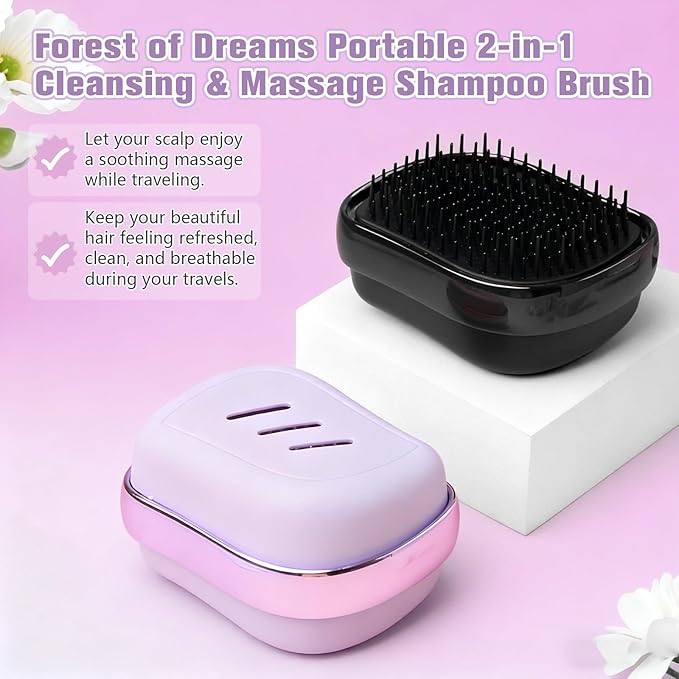 2-in-1 Scalp Massager Shampoo Brush,Scalp Dandruff Removal with Soft Silicone Bristles,Wet & Dry Scalp Care Head Scrubber Hair Washing,Comfortable for All Hair Types