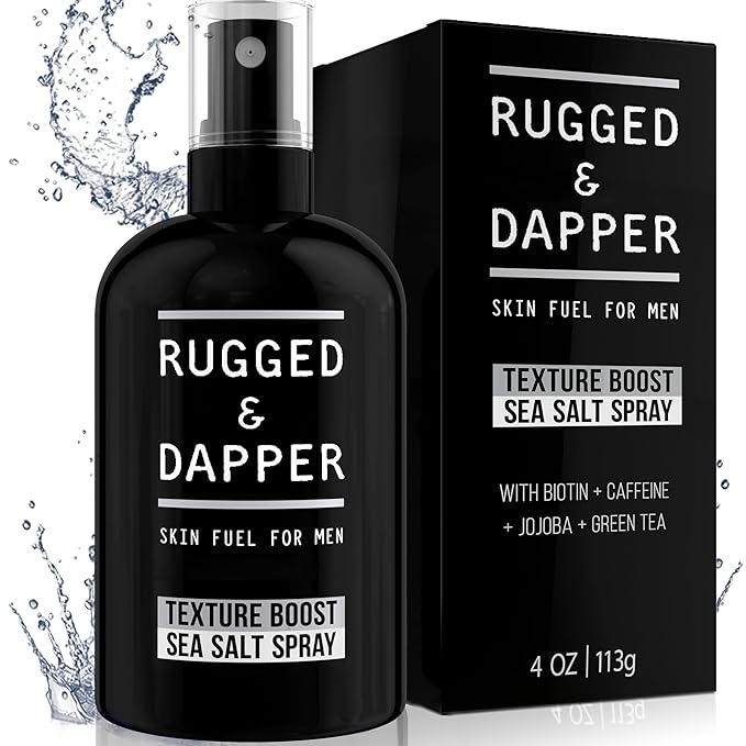 RUGGED & DAPPER Texture Boost Sea Salt Spray for Men - 4 oz, Hair Styling Agent, Adds Body and Fullness to Hair, Enhances Natural Texture, Locks in Moisture, Ocean Fresh Scent
