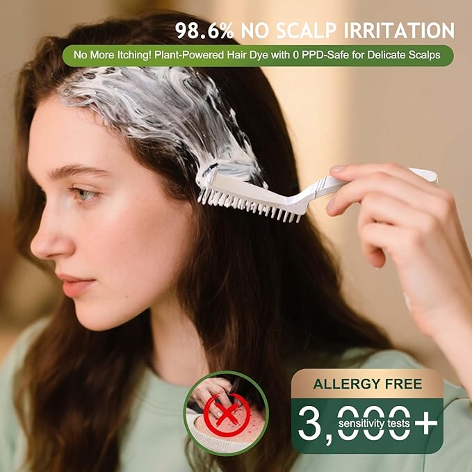 Permanent Hair Dye Gray Coverage Hair Dye PPD-Free Hair Color Kit 4A Cream Latte Brown