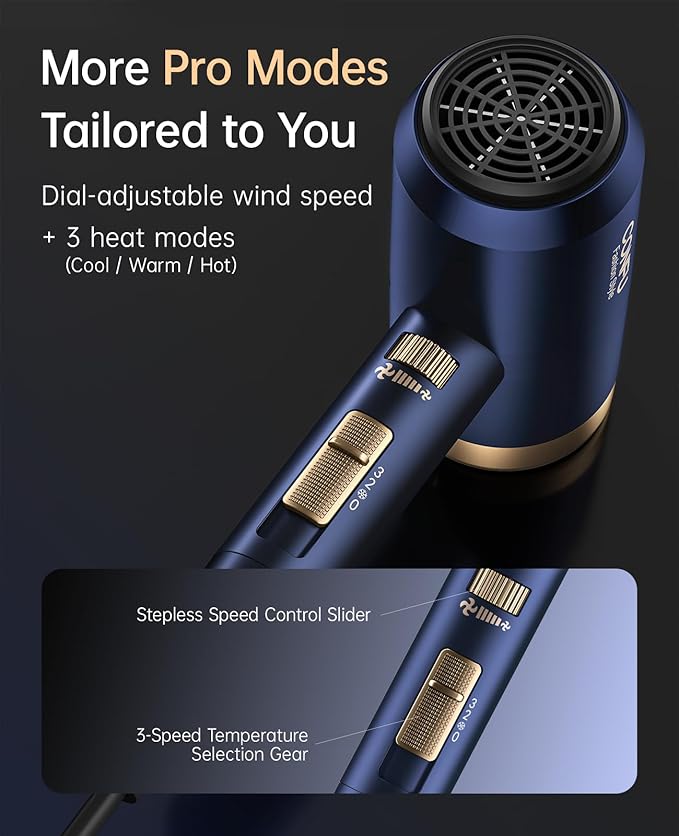 Hair Dryers for Women, CONFU Hair Dryer with Diffuser, Blow Dryers for Men, Hairdryer with Diffuser Attachment, Portable Lightweight Fast Drying Negative Ion Hairdryer for Home