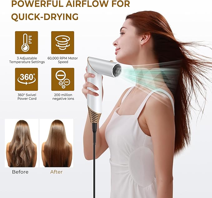 Hair Dryer Brush 5 in 1, Blow Dryer Brush Set with Air Curler Wrap Hair Styler, Negative Ionic Blow Dry Brush, Detachable Hair Tool for Curling, Volumizer,Straightener,Drying