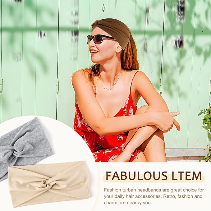 12 Pcs Stretchy Sport Headbands for Women,Absorbed Sport Headband Soft Twist Knotted Headbands for Yoga, Workout Daily Life