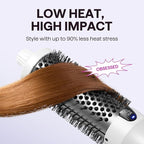 Wavytalk Blowout Boost Thermal Brush, 1.5 inch Heated Round Brush for Blowout Look, Negative Ion Technology, Ceramic Tourmaline, 5 Temperature Settings, Dual Voltage, White