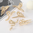 LUKACY 6 Pack Large Metal Hair Claw Clips - 4 Inch, Perfect Big gold Jaw hair clamps for Women and Thinner, Thick hair styling,Strong Hold, Fashion Hair Accessories (Style 5)