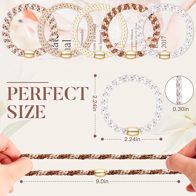 Hair Ties No Damage - 10PCS Ponytail Holders - Elastic Hair Ties for Thick Hair - Braided Hair Bands for Women Girls's Hair - Milk apricot color