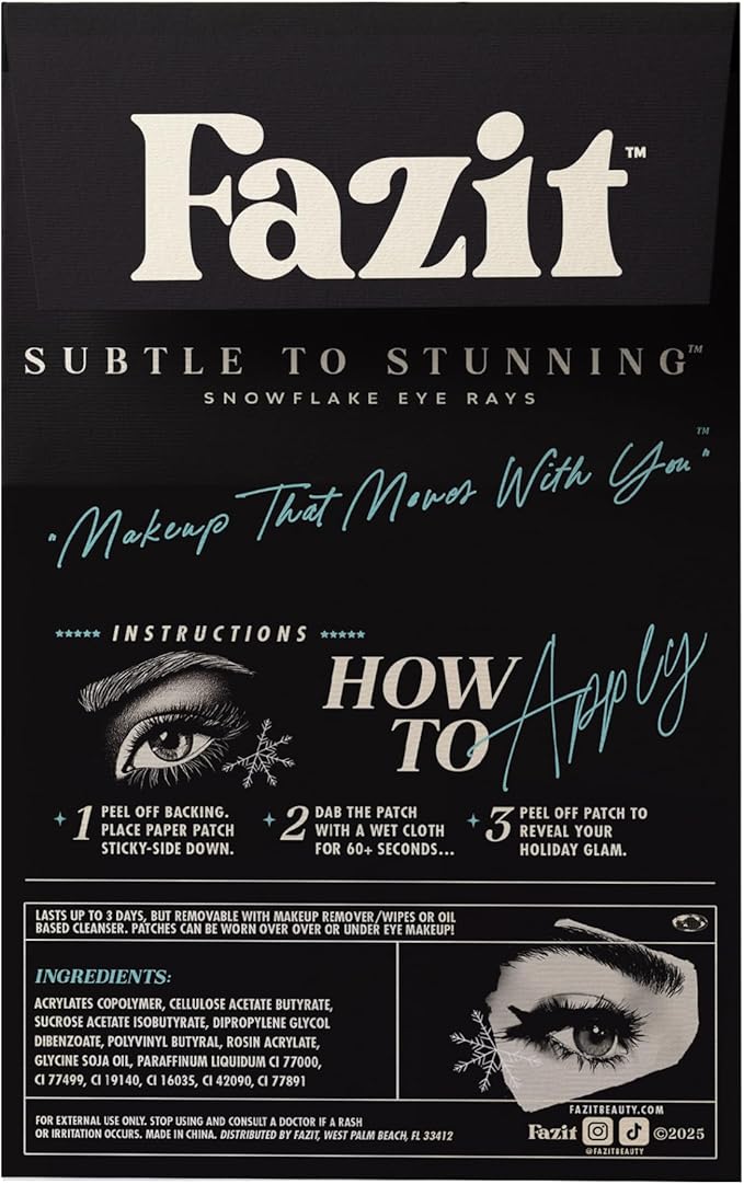 Fazit Makeup Patches - Snowflake Eye Rays - Glow Up Make-Up Patches - Cute Glitter Makeup Accessories for Women - Cosmetic Glitter for Face