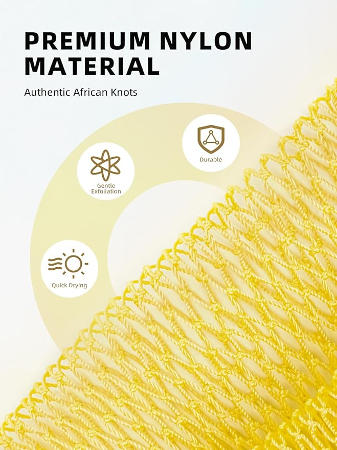 2Pcs African Net Sponge Authentic with Knots - Exfoliating Body Scrubber for All Skin Types, African Bath Sponge, Wash Cloth, Gentle Exfoliation Shower Rag for Women Daily Use