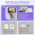 Instant Print Camera for Kids, Christmas Birthday Gifts for Girls Boys, 1080P Instant Digital Print Cameras for Toddler,Portable Toy for 4 5 6 7 8 9 10 Year Old Girl with 32GB SD Card，Purple