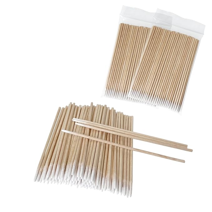 200 Pcs Microblading Cotton Swabs, Pointed Cotton Swabs with Bamboo Sticks for Makeup, Nail Polish, Tattoo Touch Ups, Crafting and Beauty Detail, Lint-Free, 4 Inch