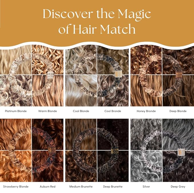 Authentic Mulberry Silk Skinny Hair Match Scrunchies for Women, Anti Breakage Hair Ties for Curly Thick & Thin Hair, 100% Silk for Buns, Sleep & Ponytail, Platinum/Warm Blonde (4 Pack)