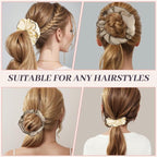 2Pcs Big Satin Scrunchies for Women, Softer Than Silk Scrunchies, Fashion No Crease Hair Ties for Thin Thick Hair,Soft Hair Bands No Damage for Girls, Ideal Gifts for Women (Set 7)