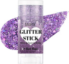 DAGEDA Dark Purple Body Glitter Stick,Sparkly Face Glitter Makeup,Holographic Hair Glitters Mermaid Makeup Rave Outfits for Women, Shimmer Face Paint Stick Singer Concert Accessories