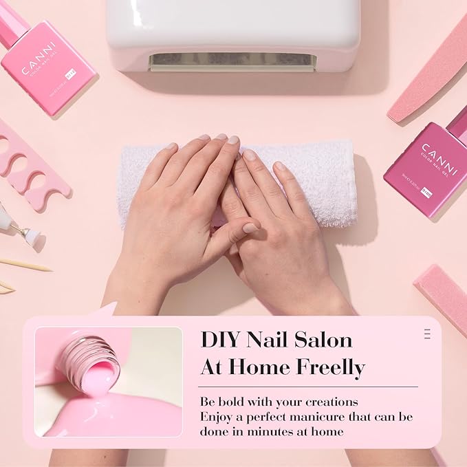 CANNI 6Pcs 9ml Pink Gel Nail Polish Set- Hot Pink Gel Polish Kit DIY at Home Salon Valentines Day Christmas New Year's Gifts for Girls