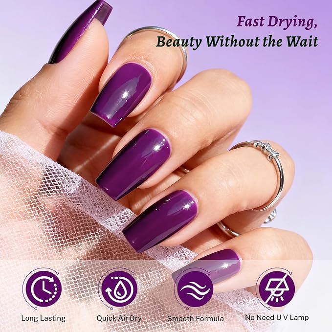 18ml Purple Nail Polish Large Volume Quick Drying Nail Polish, Fast Drying and Long Lasting Color Nail Art DIY Home Manicure Gift for Women