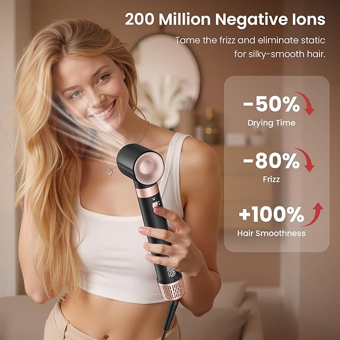 Dual Voltage 3 in 1 Hot Hair Styler – High-Speed Hair Dryer with Air Styler with Long Barrel Air Styler, European Hair Tools Styling, Fast Drying and Quick Styling, Travel Case,Gifts for Women