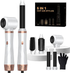 Hair Dryer Brush 5 in 1, Blow Dryer Brush Set with Air Curler Wrap Hair Styler, Negative Ionic Blow Dry Brush, Detachable Hair Tool for Curling, Volumizer,Straightener,Drying