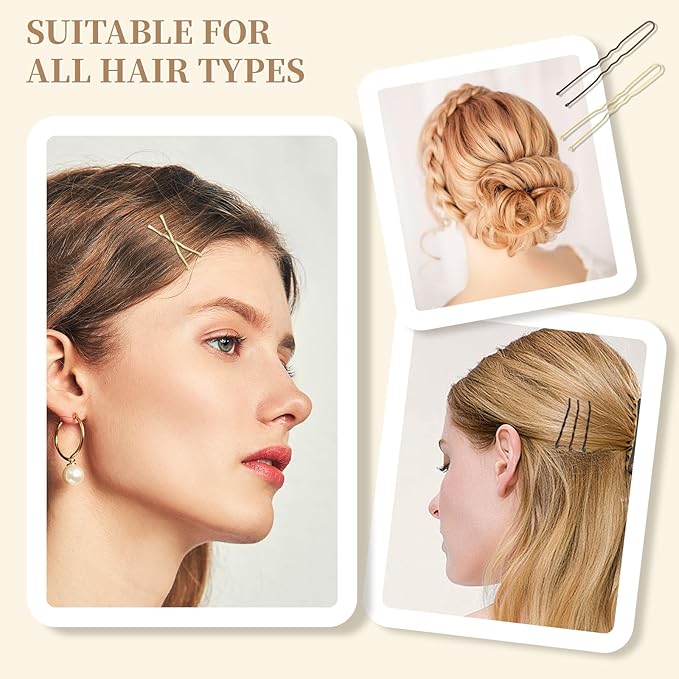 200 Pcs 2.4 Inch U-Shaped Bobby Pins Mix Metal Hair Pins Hair Accessories for Women Stylists Hair Sticks Girl