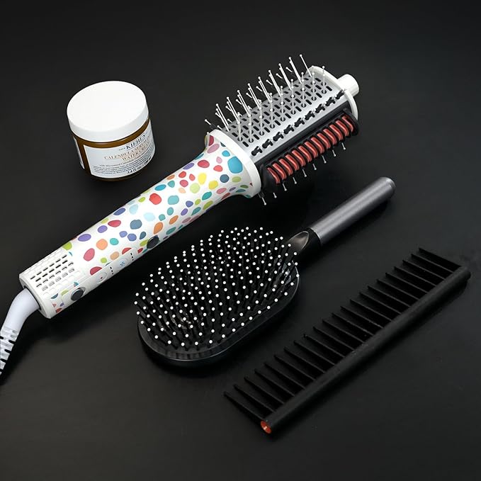 Ellena E1 Blow Dryer + Straighten Hair Brush Dual Mode, Hot Air Brush with 110000RPM High Speed Brushless Motor/Oval Air Barrel/3D Teeth Heated Comb/Handheld Cored, Styler Tool for All Hair Types